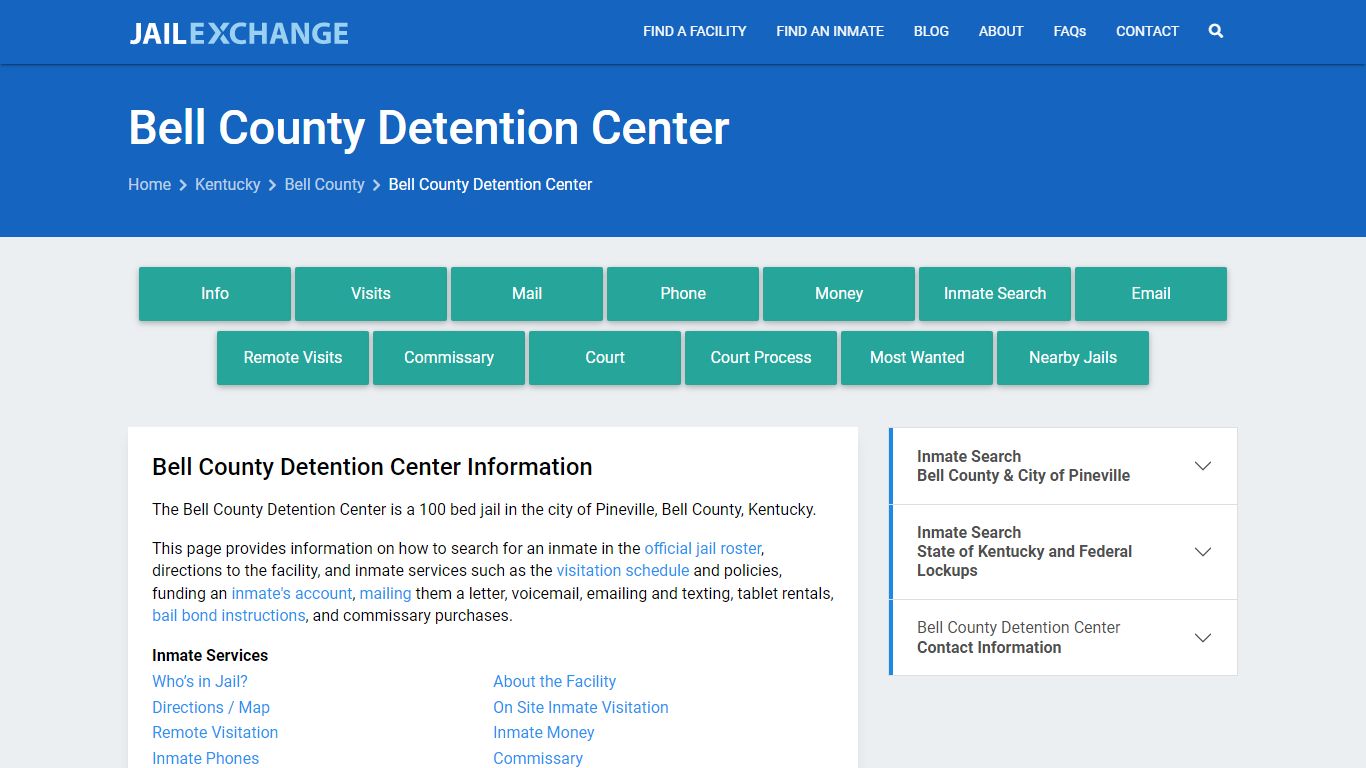 Bell County Detention Center, KY Inmate Search, Information - Jail Exchange